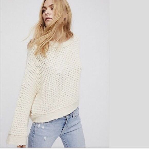 Free People Maybe Baby Chunky Waffle Knit‎ Sweater - Size XXS - Picture 4 of 6